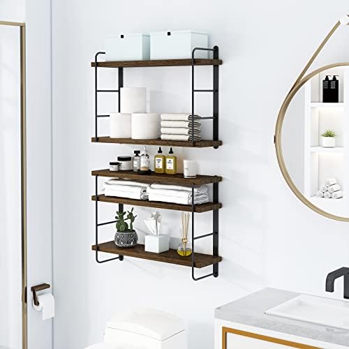 MXCSE Floating Shelves 5pc Brown Wall Mount