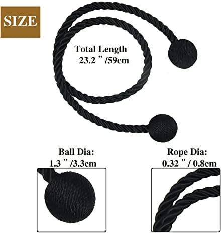 Modern Black Rope Curtain Tiebacks for Drapes