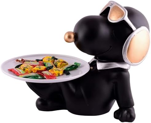 JAS CRAFTLY Clouds Black Resin Dog Sculpture 8 Inches