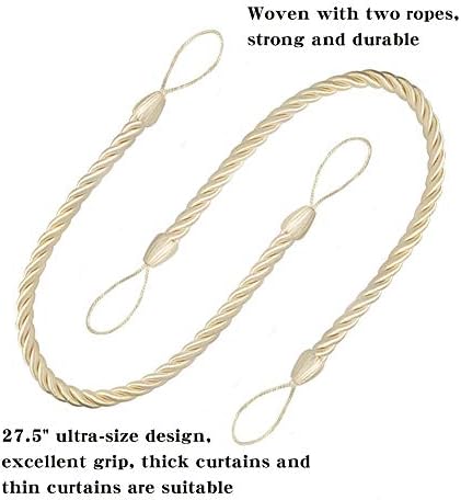BEL AVENIR Curtain Tiebacks with 2 Metal Hooks 2 Pack