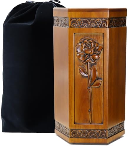 Cremation Urn for Human Ashes - Hand Engraved Rose Design