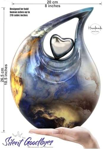 Teardrop Urn with Velvet Bag - Blue Fire Design