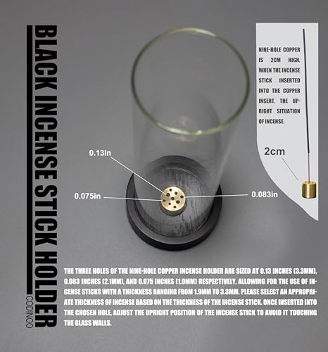 Modern Incense Stick Holder with Glass Ash Catcher Black