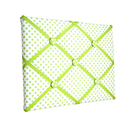 11x14 White and Lime Green Polka Dot Memory Board Bow Board