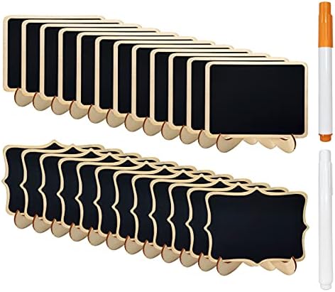 24 Pcs Wooden Mini Chalkboards with Stand and Markers
