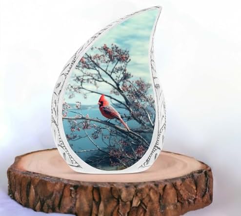 Red Cardinal Urn - 10 Inch Drop Urn for Human Ashes