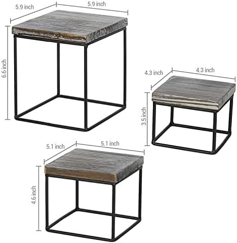 MyGift Rustic Torched Wood Cupcake Stand Risers Set