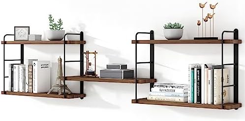 MXCSE Floating Shelves 5pc Brown Wall Mount