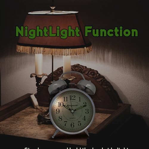 Loud Bell Alarm Clock with Night Light and Analog Display