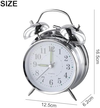 Chrome Finish Double Bell Wind Up Alarm Clock
