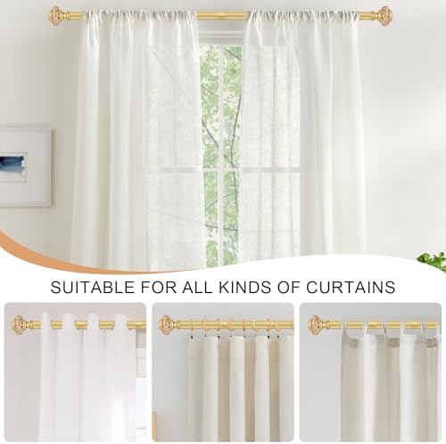 2 Pack Gold Curtain Rods for Windows 48-84 Inch Farmhouse Style