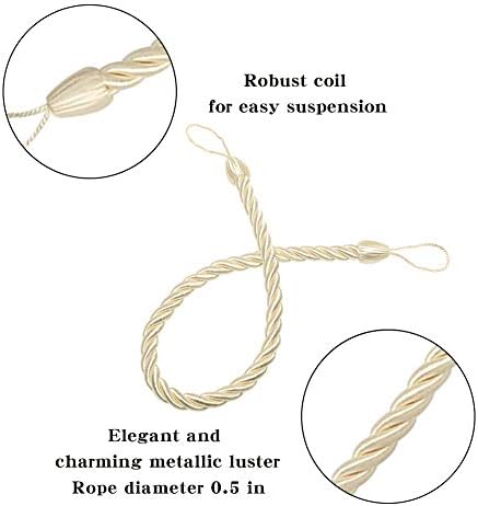 BEL AVENIR Curtain Tiebacks with 2 Metal Hooks 2 Pack