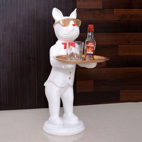 Cool Dog Sculpture with Plate for Home Decor