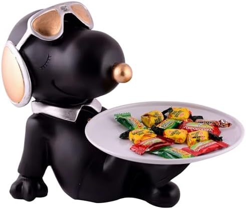 JAS CRAFTLY Clouds Black Resin Dog Sculpture 8 Inches