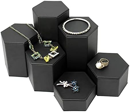 MOOCA Black Leatherette Jewelry Riser Set 6 Pcs
