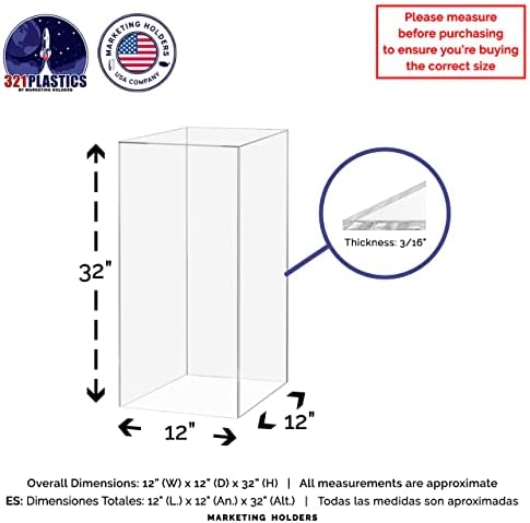 Clear Acrylic Display Cube Pedestal 12x12x32 Inch
