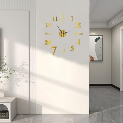 Silent Frameless Wall Clock 157 Inch Gold Acrylic Modern Design