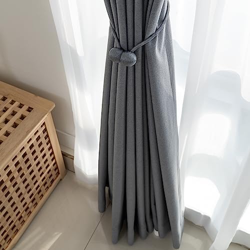 Winsharp Magnetic Curtain Tiebacks 4 Pcs Gray Holdbacks