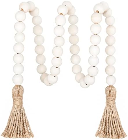 Meplait 39 Inch Wood Bead Garland with Tassels
