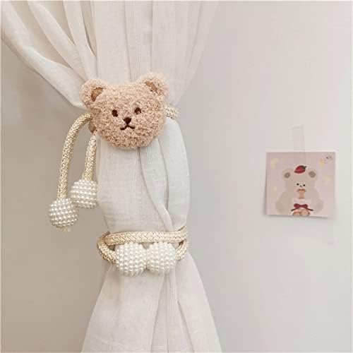 2 Pack Cartoon Bear Curtain Ties Plush Design White