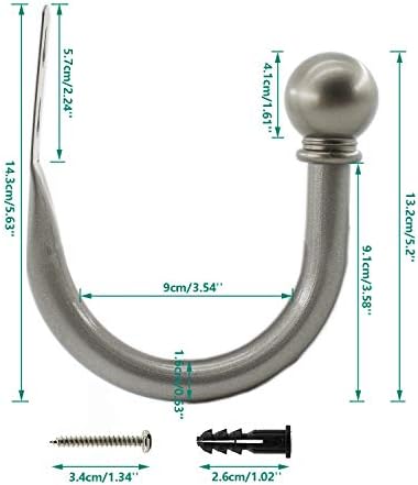 Decorative Curtain Holdbacks with Installation Screws Grey