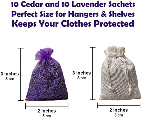 Cedar Chips and Lavender Sachets 20 Pack - Natural Home Fragrance