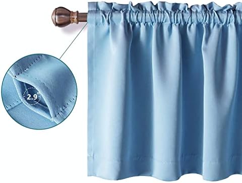 Gxi Blue Kitchen Curtain 2 Panels Rod Pocket Blackout Tiers