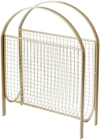 MyGift Mid Century Magazine Rack with Brass Mesh Finish