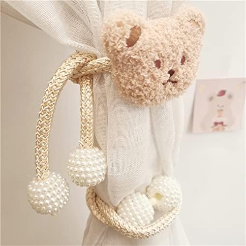 2 Pack Cartoon Bear Curtain Ties Plush Design White