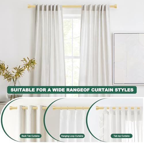 HEI DEAR Gold Curtain Rods 72-144 Inch