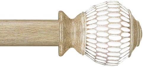 Adjustable Curtain Rods 1 Inch Diameter with Wood Grain Finials
