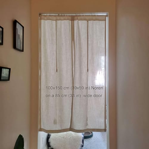 Japanese Noren Curtain Natural Beige Linen Doorway Tapestry