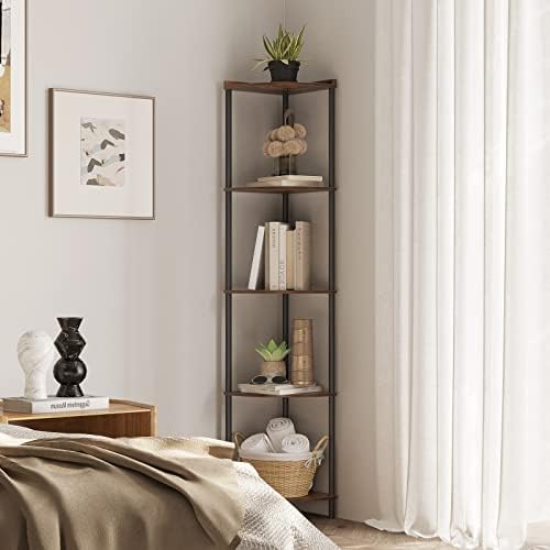 SUNMORY 5 Tier Corner Shelf Stand for Living Room
