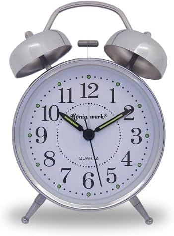 Loud Bell Alarm Clock with Night Light and Analog Display