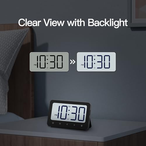 ANJANK Foldable LCD Travel Alarm Clock with 6000mAh Power Bank