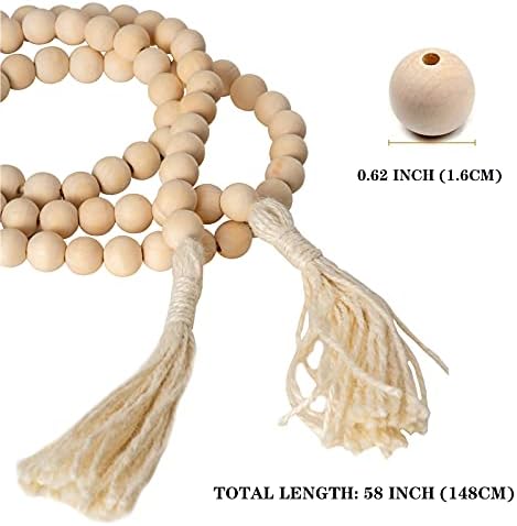 DECORKEY Rustic Wood Beads Garland 58 Inch Boho Decor