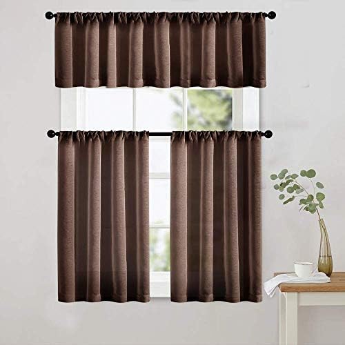 MRTREES Brown Sheer Valance 54x16 Inch Panel 1