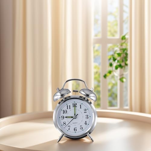 Chrome Finish Double Bell Wind Up Alarm Clock