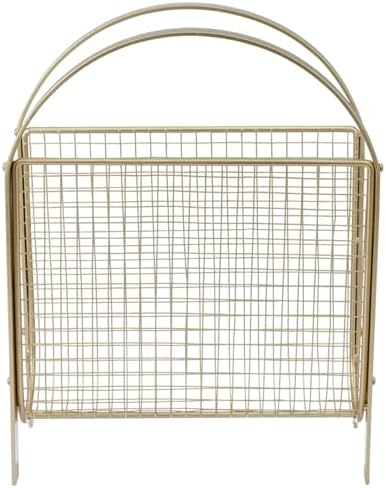MyGift Mid Century Magazine Rack with Brass Mesh Finish