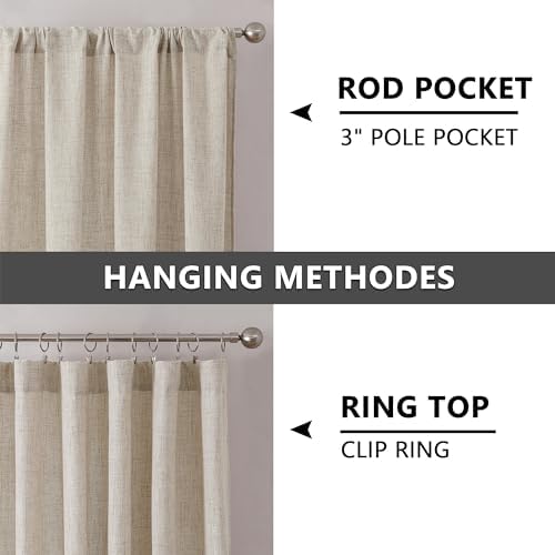 Tollpiz Linen Valance 54 x 16 Inch Semi Sheer Curtain Drape