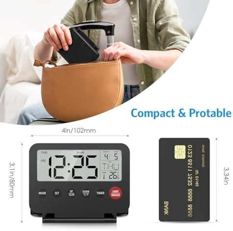 Olipiter Foldable Alarm Clock with Backlight and Temperature Display