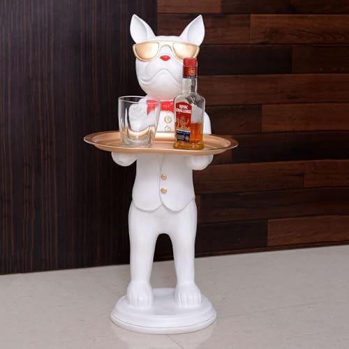 Cool Dog Sculpture with Plate for Home Decor