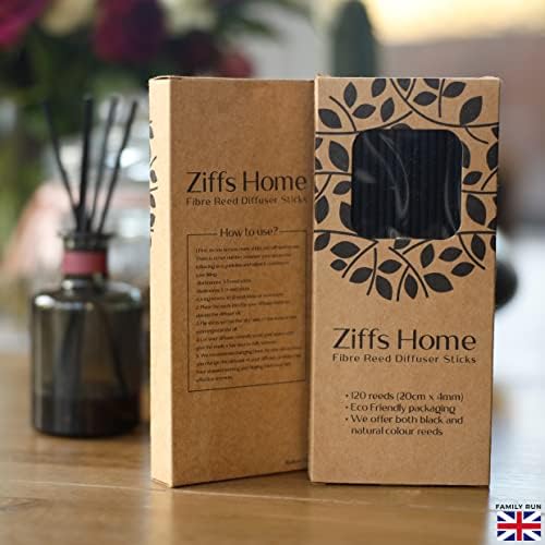 Ziffs Home 120pcs Black Fibre Reed Diffuser Sticks