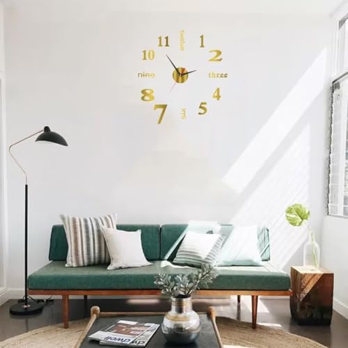 Silent Frameless Wall Clock 157 Inch Gold Acrylic Modern Design