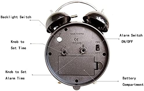 4 Inch Twin Bell Retro Alarm Clock with Backlight