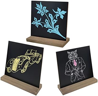 3 Piece 5x6 Inch Mini Chalkboard Signs with Wood Stands