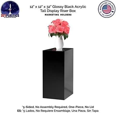 One Piece Acrylic Display Stand Glossy Black 12x12x32