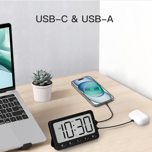ANJANK Foldable LCD Travel Alarm Clock with 6000mAh Power Bank