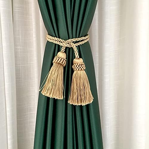Fenghuangwu Curtain Tiebacks Handmade Gold 2P