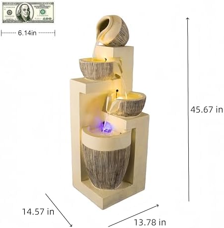 Fengshui Caishen Indoor Water Fountain Yellow